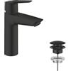 GROHE Start QuickFix Miscelatore per Lavabo con Set di Scarico Push-Open (Taglia M 192 mm, Risparmio Idrico, Facile da Montare con GROHE QuickTool), Nero Opaco, 242042432