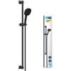 GROHE Vitalio Comfort 110 QuickFix - Set doccia (Doccino Doccia quadrata 11 cm, 2 getti, flessibile doccia da 1,75 m, asta da 90 cm, facile da installare con GROHE QuickGlue), nero opaco, 269302431