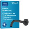 Duravit Universal braccio doccia, Montaggio a parete della doccia, Braccio della doccia 210 mm, rotondo, nero opaco