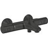 GROHE QuickFix Precision Start, Miscelatore termostatico per vasca nero con deviatore automatico per vasca/doccia, montaggio a parete, tecnologia EcoButton, pulsante di sicurezza a 38°C, nero opaco