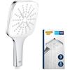 GROHE Vitalio SmartActive 130 Cube|Manopola doccia a tre getti|GROHE Water Saving (portata limitata a 9,5 l/min)|Sistema di fissaggio universale|Bianco|26595000