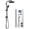 GROHE Vitalio Start 250 Flex - Sistema doccia con deviatore (soffione doccia tondo da 25 cm a 2 getti, doccetta tonda da 11 cm a 2 getti, 2 flessibili doccia, risparmio idrico), nero opaco, 266802431