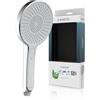 SCHÜTTE Doccetta Caraibi con gommini anticalcare | Soffione doccia con comodo pulsante e 3 tipi di getto regolabili | Soffione anticalcare per la doccia | Cromo/Grigio chiaro