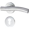 Yale Set di maniglieT-Wavy in acciaio inossidabile per porta con rosetta per cilindro europeo 35-S1TW-RRCY-88-3101, satinate, design moderno, adatto per porte interne ed esterne