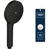 GROHE Vitalio Joy+ 120 Doccino doccia con 3 getti: pioggia, getto, booster (risparmio idrico 6,3 l/min, protezione antiscottatura, sistema di montaggio universale), nero opaco, 1348632430