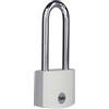 Yale YE3B/38/156/1/GR: Lucchetto in alluminio 38 mm grigio con arco lungo: doppia chiusura, cilindro a 5 perni, arco in acciaio temprato, testato EN12320, uso interno