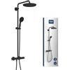 Grohe Vitalio Start System 250 - Colonna doccia con miscelatore termostatico, doccia a testa rotonda, 25 cm, 1 getto, doccetta rotonda 11 cm, 2 getti, flessibile 1,75 m, risparmio idrico, nero opaco,