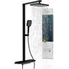 Schütte HAWAII sistema doccia con termostato e ripiano in vetro, set doccia con soffione da 30 x 20 cm, doccia a pioggia con supporto a parete e soffione doccia, pannello doccia colonna doccia, nero