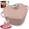 OVERMONT Cocotte a Cuore per Stufare in Ghisa Smaltata, 1,9 L,Rosa Balletto | Con coperchio e ricettario; ideale per cuocere al forno, brasare e arrostire; elegante regalo per matrimoni e feste.