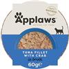 Applaws Alimento per Gatti 100% Naturale Succulento Filetto di Tonno con Granchio in Brodo - 10 vasetti da 60 g