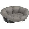 Ferplast Cuccia Cane Interno, Lettino Divano per Cani, Cesta in Plastica Antiscivolo con imbottitura Lavabile, 96 x 71 x h 32 cm, Tortora