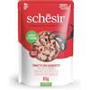 Schesir, Tonnetto con Gamberetti in Gelatina, Alimento Umido Completo per Gatti, in Busta, Ingredienti 100% Naturale, Cruelty Free, 12 x 85g