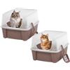Iris Ohyama Vassoio per Lettiera per Gatti con Paletta, Set di 2, Beige, Facile da pulire, Box per gatti, Pareti Rimovibili, Per Gattini, Gatti Adulti, Conigli, Senza BPA, Tetto Aperto, CLH-12