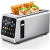 Yabano Tostapane digitale intelligente con touch screen, funzione memoria, tostatura singola, timer, riscaldamento e scongelamento per bagel, pane, waffle, muffin, acciaio inox
