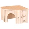 Ferplast Casetta Angolare per Conigli, Porcellini d'India e Criceti SIN CORNER, Legno Certificato FSC®, Finestra Ventilazione, Montaggio Senza Attrezzi, 25 x 25 x h 16 cm, Taglia S