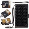 xinyunew Cover Compatibile Con Huawei Mate 20 Pro con Cordino,Flip Portafoglio Custodia in pelle,[9 Porta Carte][Magnetico],Custodia Libro Cover con Laccio Antiurto con Necklace,Nero