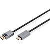 Digitus Cavo adattatore da DisplayPort a HDMI - 4k/30Hz - HDMI 2.0 - Displayort 1.2 - LED di stato - Plug&Play - contatti placcati oro - 1m - nero