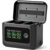 SYMIK Caricabatterie per GoPro Hero 13, Mission 1 & Pro, 27W Triple Slot Ricarica Rapida con LCD, Hub Intelligente Bidirezionale per Accessori GoPro Hero 13 Mission 1 Pro