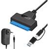 TEKFUSE Adattatore USB 3.0 SATA 2,5 3,5 Pollici HDD SSD UASP 5Gbps 12V