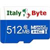 Generico Scheda microSD TF 512MB (MegaByte no GB) Marca ITALIANA | Velocità fino a 20 MB/s, C10, PC, Notebook, SmartPhone, Backup, MP3/MP4, Router, Switch, Sistemi VoIP PBX
