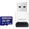 Samsung Memorie MB-MD256SB PRO Plus Scheda MicroSD da 256GB, UHS-I U3, Fino a 180 MB/s, USB Card Reader Incluso