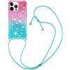 GoodcAcy Cover Compatibile con Xiaomi Redmi Note 12 Pro 4G con Cordino, Trasparente Glitter Liquido Antiurto Brillantini Tracolla Custodia, Silicone Bumper Protettivo Case,blu polvere