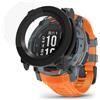 Zhixteu Per Garmin Instinct 3 Custodia Protettiva con Protezione dello Schermo, Paraurti Rigido in PC, Copertura Antiurto Leggera con Vetro Temperato (50mm Nero)