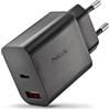 NGS ERA 20 W Black - Caricatore GAN 20 W con USB-C (PD & PPS) e USB-A QC 3.0, Ricarica Rapida Intelligente, Doppia Porta, Compatta e Portatile, Compatibile con Smartphone e Tablet