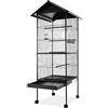 BAKAJI Voliera XXL per Uccelli Pappagalli Canarini Parrocchetti Altezza 160 cm Gabbia Grande in Metallo Bird House con Cassetto Estraibile per la Sabbia, Adatta per Interno ed Esterno