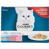GOURMET Perle Piaceri del Mare Cibo Umido per Gatti Adulti Bocconcini con Salmone, Platessa, Tonno e Pesce dell'Oceano 8 Buste da 85g