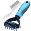 MMSGA Pettine Antipulci e Spazzola per Cani e Gatto Kit,Spazzola Cane Pelo Lungo, Corto, Medio, Pettine Cane e Gatto per Rimuovere Peli Superflui e Sbrogliare Nodi,Riduce la Perdita di Pelo (S, Blu)