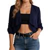 YOSUWOAI Bolero estivo da donna, maniche 3/4, elegante, giacchino in chiffon, giacca da sposa per abiti da sera, giacca da spalla, shrug top, corto, aperto sul davanti, cardigan, O blu navy, Taglia