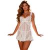 sunshinelady Negligee da donna, sexy, XS-2XL, in rete, corto, biancheria da notte da donna, bianco, XL
