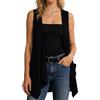 YOSUWOAI Cardigan Senza Maniche Donna Gilet Estivo Leggero Con Tasche Asimmetrico Aperto Fronte Gilet Maglia Senza Maniche Cardigan Vest Casual Confortevole Anteriore Aperto Cappotto Giacca, O nero