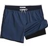 MaaMgic Costume da bagno corto da uomo, stile retrò, vintage, con compressione, pantaloni interni 2 in 1, ad asciugatura rapida, 4 vie, elastico e coulisse regolabile