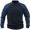Generisch Combat Shirt Uomo Felpa Loose Fit Pullover bicolore Maglione invernale termico traspirante Pullover tattico senza cappuccio Felpa esercito Windbreaker Militare, Blu mare, XL