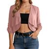YOSUWOAI Bolero - Giacca estiva da donna, maniche a 3/4, elegante, in chiffon, per feste, per abiti da sera, elegante giacca a spalla, O rosa., Taglia unica
