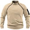 Generisch Combat Shirt Uomo Felpa Loose Fit Pullover Bicolore Maglione Invernale Termico Traspirante Pullover Tattico Top Senza Cappuccio Felpe Esercito Windbreaker Militare, 01 kaki., L