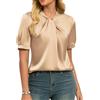 GRACE KARIN Camicia da Donna in Satin a Maniche Corte, Elegante, per Estate e Feste, Top in Seta per Business, arancione-rosa., M