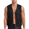 YOSUWOAI Giacca da Uomo Hippie Indiana con Frange Stile Boho per Festival Anni 60 Western Giacca Hippie con Frange Sciolte Monocromatica con Frange per Carnevale Festival Costume di Carnevale Anni 80