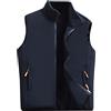 Generisch - Felpa in pile da uomo senza maniche con colletto alto, invernale, per escursionismo, golf, con cerniera, O blu scuro, XL