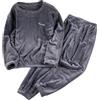 Generisch Pigiama da uomo in flanella, set invernale in caldo pile, biancheria da notte, in due pezzi, per la casa, pigiama lungo, per unisex, set di pigiama e pantaloni per la casa