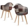 JZGORC Set di 2 sedie da pranzo poltrone patchwork, poltrone in stile scandinavo, sedie da cucina moderne, gambe in legno massello, per sala da pranzo, soggiorno, cucina - Marrone