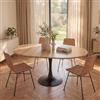 Aislinglen Tavolo da pranzo rotondo allungabile, ovale, per 4-6 persone, 100-140 cm, moderno, in legno, adatto per cucina, sala da pranzo e soggiorno (rovere e gambe nere)