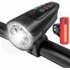 AIMAX Set di luci per bicicletta con luce freno intelligente, luce anteriore e posteriore omologata secondo il codice della strada tedesco, impermeabilità IPX5, ricaricabili tramite USB-C, set di luci a LED