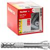 Fischer 25 Tasselli Lunghi SX Plus 10x80 mm per Muro Pieno, Mattone Forato, Muratura, Calcestruzzo, per il Fissaggio di Lampadari, Mobili, Pensili, Mensole, 568110