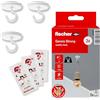 Fischer 3x Gancio Strong, Ganci Adesivi con Colla Bicomponente senza Bucare il Muro, per Appendere a Soffitto e a Parete Fino a 10 Kg, per Luci, Lampade, Cavi, Decori, 3 Pezzi