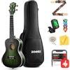 Donner Ukulele Concerto 23 pollici Mogano DUC-200G Verde, kit Ukulele professionale per adulti principianti, con lezioni online, custodia, corde Aquila, plettro, accordatore, tracolla e panno