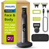 Philips OneBlade Pro 360 Autentico Regolabarba elettrico per viso e corpo, rasoio e depilatore, 3x 360 lame, 1x pettine da 20, 1x kit corpo, 1x supporto di ricarica, 1x custodia da viaggio, QP6652/35