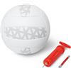 Amazon Basics - Pallone Pallavolo Misura 5 con Pompa, Uso Interno ed Esterno, Pallone da Allenamento PVC Effetto Pelle con Cuciture Rinforzate e Camera d'Aria in Butile, Bianco e Grigio